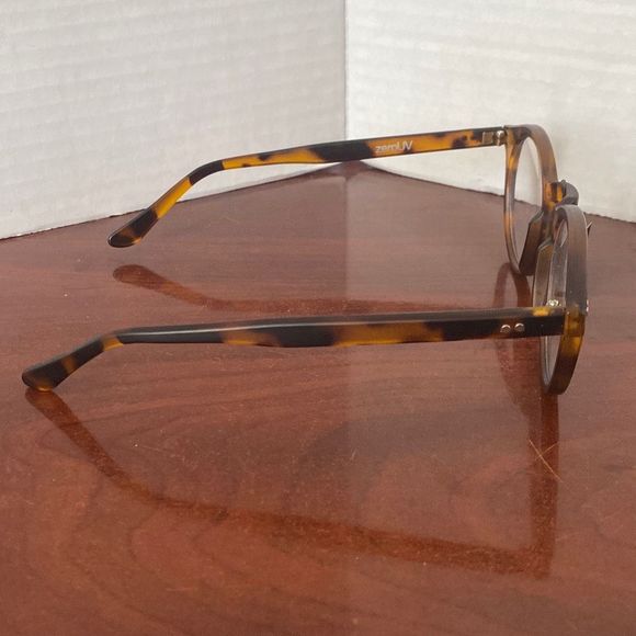 ZeroUV Brown Turquoise ￼Clear Round Eyeglasses UVA & UVB Women New with Tag - Picture 4 of 8